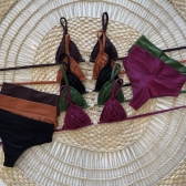 Novo Biquíni Macramê Texturizado Cintura Alta - Verde-escuro