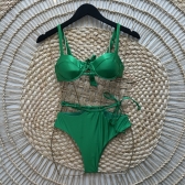 Biquíni de Cintura Alta e Amarração Fashion - Verde