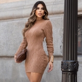 Vestido Desing Recortado Nas Costas Tricot Mousse - Marrom-claro