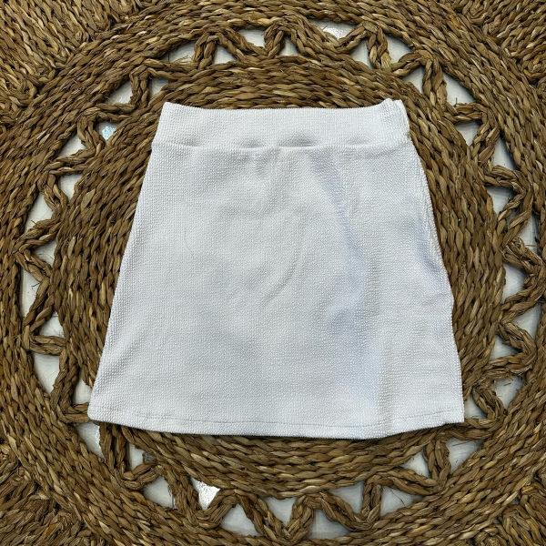 Saia Tecido Texturizado Saída de Praia Com Fenda Ref:0400139 - Branco
