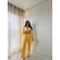 Blusa E Calça Em Tecido Leve  Saída De Praia Lisa - Amarelo
