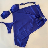 Trio Com Top E Saia Longa Detalhe Em V E Calcinha Ajustável - Roxo
