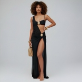 Kit Biquíni E Saída De Praia Vestido De Tule - Preto