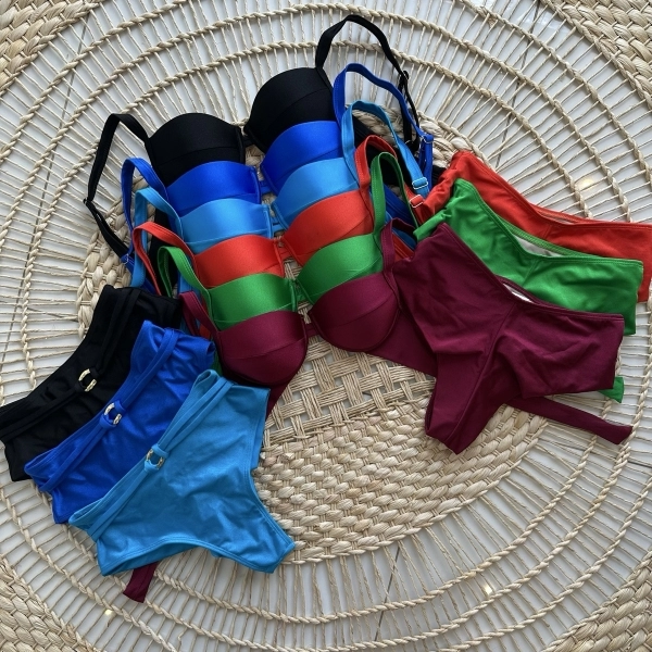 Biquíni Estilo Retrô Hot Pants Com  Cintinho Charmoso - Laranja