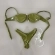 Kit Biquini Aplique Em Pedraria + Saia Com Amarração Frontal - Verde Oliva