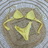 Biquíni Jade Clássico De Alças Com Detalhes Elegantes - Amarelo