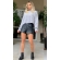 Blusa Cropped Mousse Feminina Elly Modas Manga Longa Inverno - Cinza