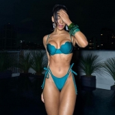 Biquíni Top Concha Calcinha Fio Duplo Com Amarrações - Verde