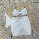 Trio Biquíni Texturizado Com Saia Transpassada - Branco