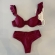 Biquíni Hot Pants De Babado Meia Taça Calcinha Fio Duplo - Vinho