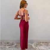 Kit 03 itens Biquíni Com Saída D Praia Longa Estrela Do Mar - Vinho