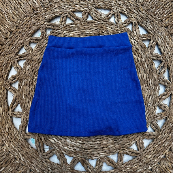 Saia Tecido Texturizado Saída de Praia Com Fenda Ref:0400139 - Azul Turquesa