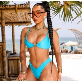 Biquíni Jade Clássico De Alças Com Detalhes Elegantes - Azul