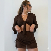 Kit 04 Peças Biquini De Renda Calcinha Asa Delta E Fio Duplo - Marrom