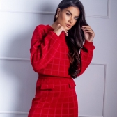 Conj Tricot Mouse Com Rayon Quadriculado - Vermelho