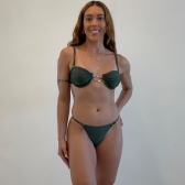 Kit Biquini e Saída Estampa Gráfica Detalhe Metal No Top - Verde