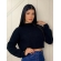 Blusa Cropped Mousse Feminina Elly Modas Manga Longa Inverno - Preto
