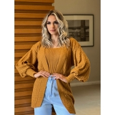 Twin Set Tricot Longo Étnico - Mostarda