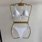 Kit 3 Itens Conj Biquíni Cortininha com Saída de Praia Tule - Branco