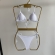 Kit 3 Itens Conj Biquíni Cortininha com Saída de Praia Tule - Branco