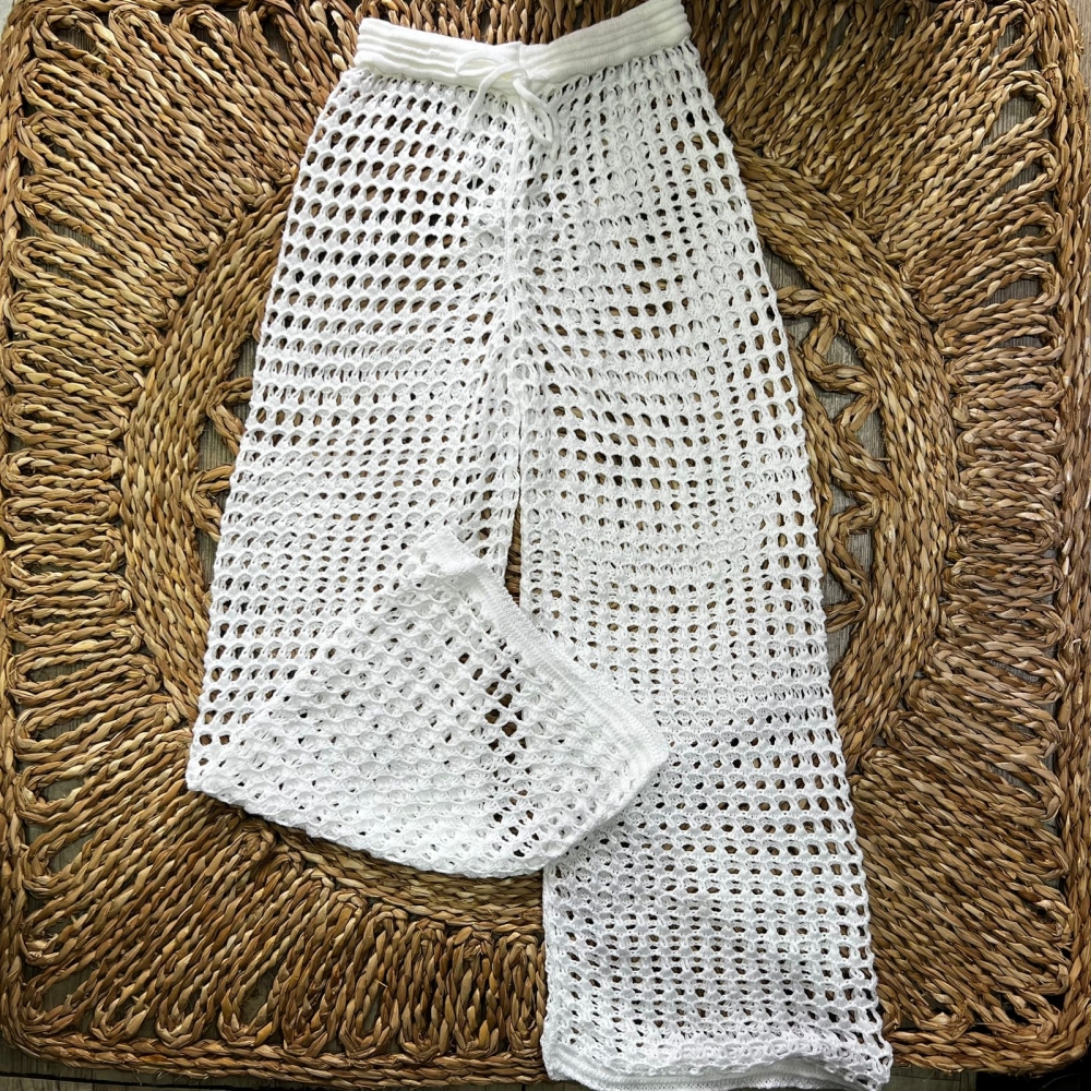Calça Tricot  Rendada (Saída de Praia) - Branca
