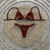 Kit Trio De Biquíni E Saia Estampa Tropical - Marrom