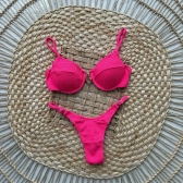 Biquíni Texturizado Com Detalhe Metálico No Centro - Pink