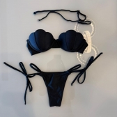 Biquíni Top Concha Calcinha Fio Duplo Com Amarrações - Preto