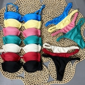 KIT 3 Itens Biquini Aro Calcinha Fio C/elástico Drapeado - Rosa