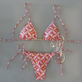 Biquini Cortininha E Calcinha Fio E C/amarrações Laterais - Floral