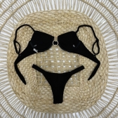 Kit Biquíni Meia Taça Bojo Estruturado E Detalhe Central - Preto