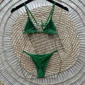 Kit 3 Itens Biquíni Com Alças Decorativas E Saia - Verde