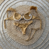 Biquíni De Babado Meia Taça Com Aro Semi Fio - Dourado