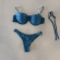 Kit 3 Pçs Biquíni Feminino + Pareô Alças Removíveis Pérolas - Azul