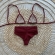 Biquíni Liso Cortininha Macramê Hot Pants - Vermelho Escuro