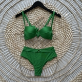 Biquíni Estilo Retrô Hot Pants Com  Cintinho Charmoso - Verde