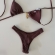Biquíni Cortininha Pingentes No Top E Asa Delta Texturizado - Marrom