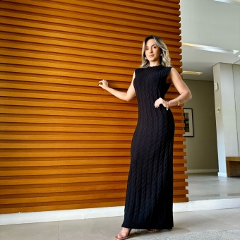 Vestido Longo Sem Mangas Tricot Modal