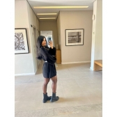Mini Veste De Tricot Fio Mousse - Preto