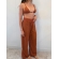 Conjunto Triquíni Cortininha Com Calça Pantalona 3 Peças - Terracota