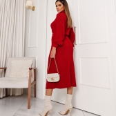 Conjunto De tricot Fio Mousse Blusa e Saia Mídi - Vermelho