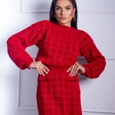 Conj Tricot Mouse Com Rayon Quadriculado - Vermelho