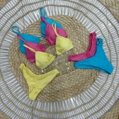 Biquíni Jade Clássico De Alças Com Detalhes Elegantes - Azul