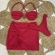 Kit 03 Itens Biq Aro V Canelado Calcinha Asa Delta e Saia - Vermelho