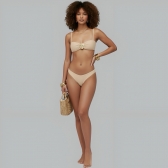 Kit Biquíni E Saída De Praia Vestido de Tule - Bege