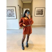 Mini Veste De Tricot Fio Mousse - Terracota