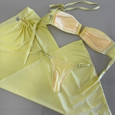 Trio Com Top E Saia Longa Detalhe Em V E Calcinha Ajustável - Amarelo