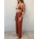 Conjunto Triquíni Cortininha Com Calça Pantalona 3 Peças - Terracota