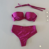 Biquini Cintura Alta Top 2 Em 1 Bojo Estruturado - Fúscia