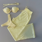 Kit Biquini Com Calça Meia Taça Concha No Top Asa Delta - Amarelo